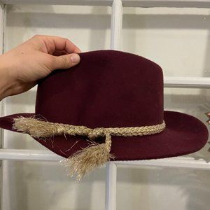 Anthropology Burgundy Wool Hat
